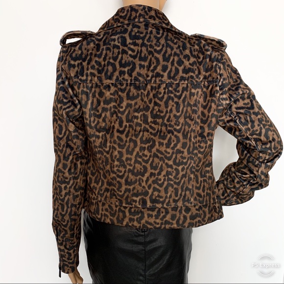 Romeo & Juliet couture leopard print moto jacket - Picture 3 of 8
